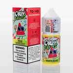Load image into Gallery viewer, Crazy Fruits Peach Watermelon vape juice packaging and bottle on a white background