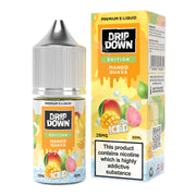 Drip Down Mango Guava e-liquid bottle and packaging on a white background