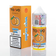Tokyo Super Cool Blood Orange vape juice packaging on a white background