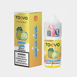 Load image into Gallery viewer, TOKYO Super Cool Breezy Pineapple vape juice bottle and packaging on a white background
