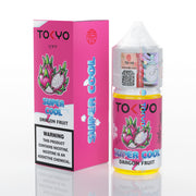 Tokyo Super Cool Dragon Fruit vape juice bottle and packaging on a white background