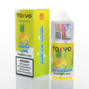 TOKYO Super Cool Pineapple Kiwi vape juice bottle and packaging on a white background