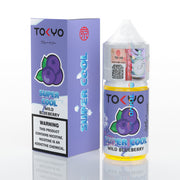 TOKYO Super Cool Wild Blueberry vape juice packaging on a white background
