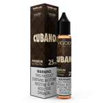 Load image into Gallery viewer, VGOD Cubano vape juice bottle and packaging on a white background
